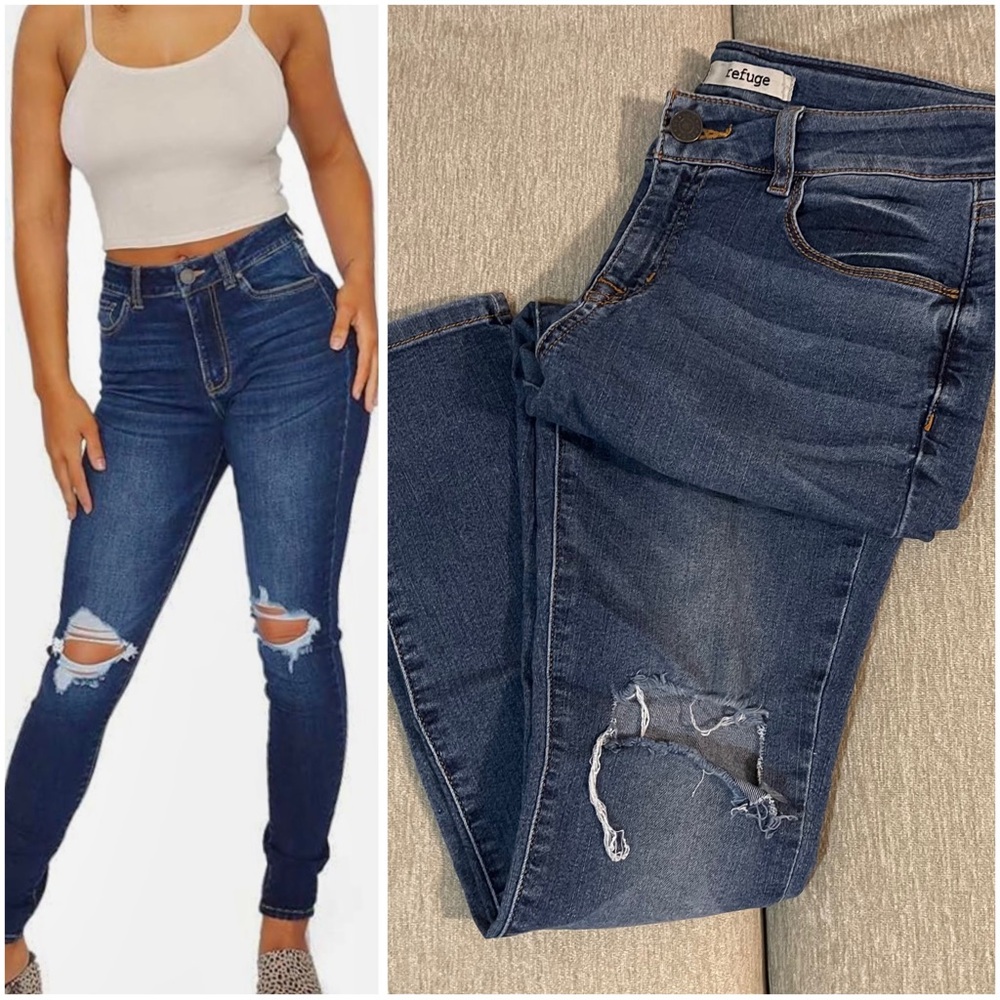 Skinny Jeans Distressed Knee Holes